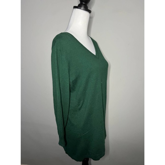 Susan Graver Green V Neck Tunic Sweater Button Back Knit Top Sz M - Picture 11 of 11